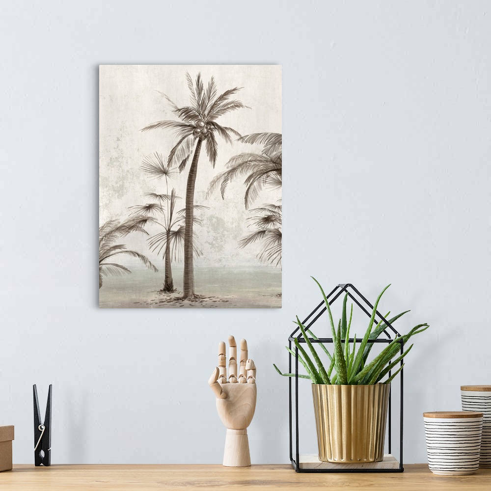 A bohemian room featuring Vintage Palm Trees II