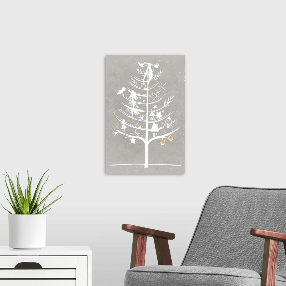 A modern room featuring White Ornament Tree II