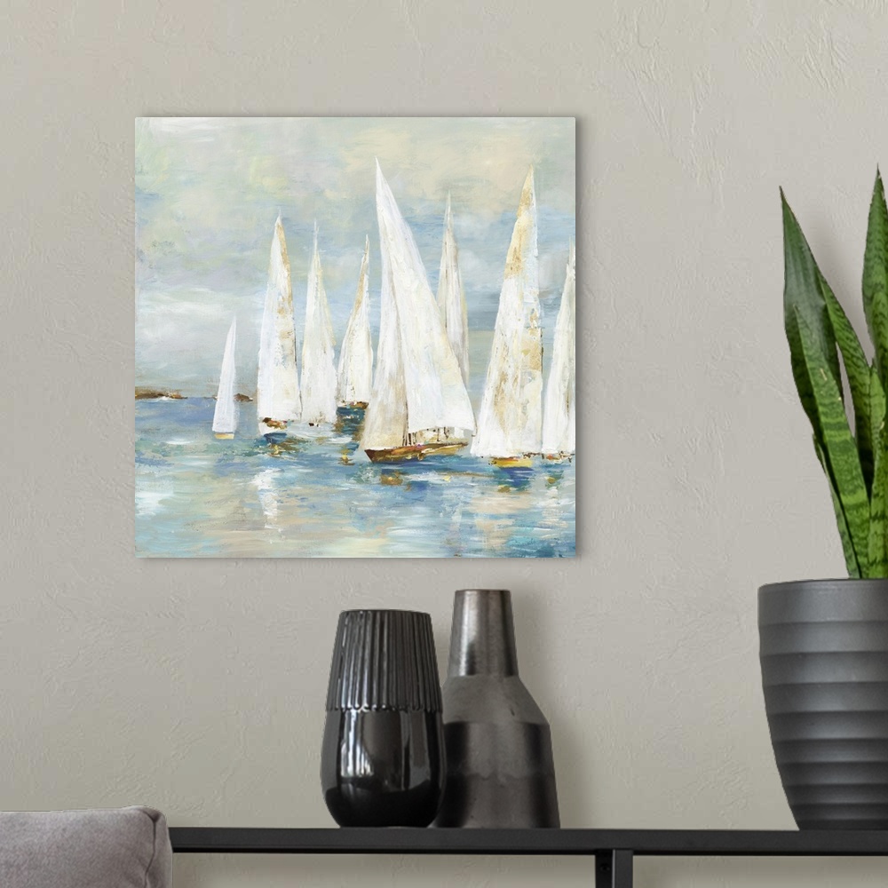 A modern room featuring White Sailboats