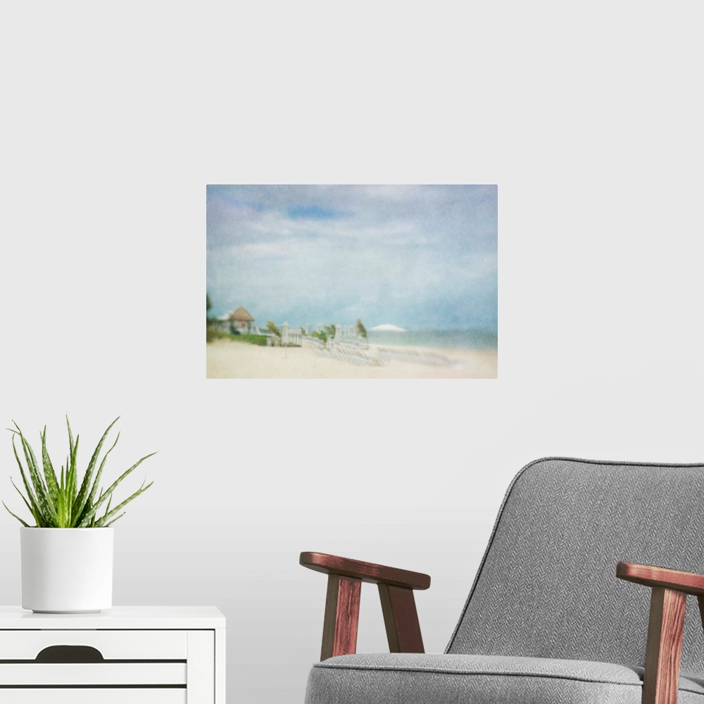 A modern room featuring An artistically blurred photo. Pictorialism.