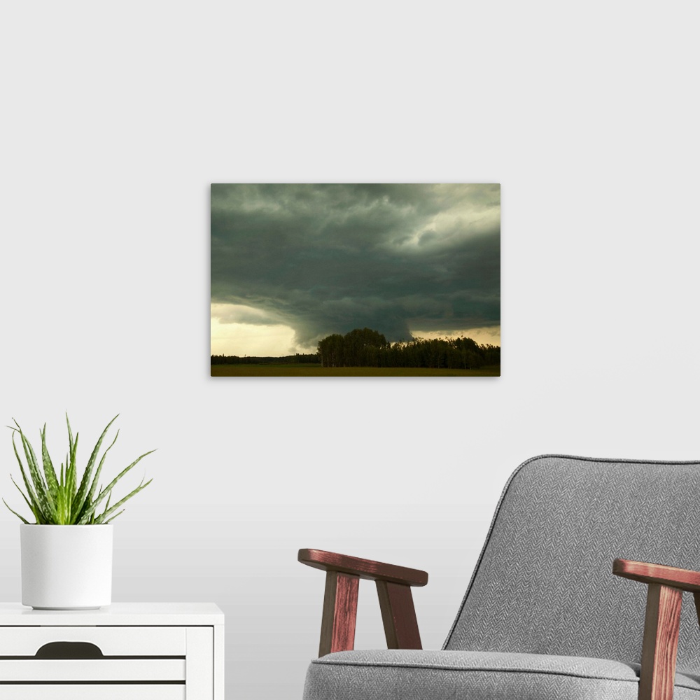 A modern room featuring Thunderstorm Lowering