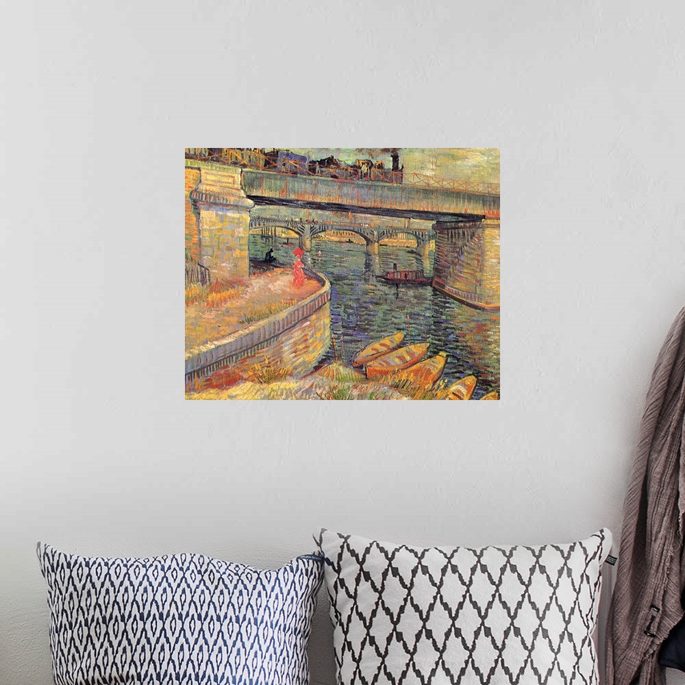 A bohemian room featuring Bridges Across the Seine at Asnieres