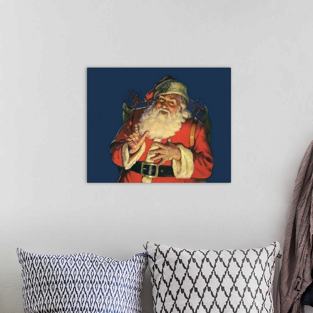 A bohemian room featuring Cheerful Santa