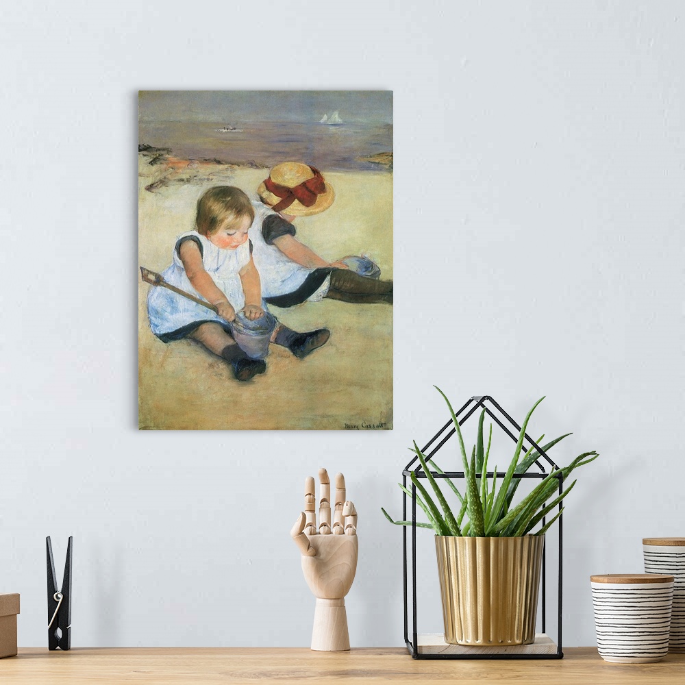 A bohemian room featuring Enfants Sur La Plage (Children on the Beach)