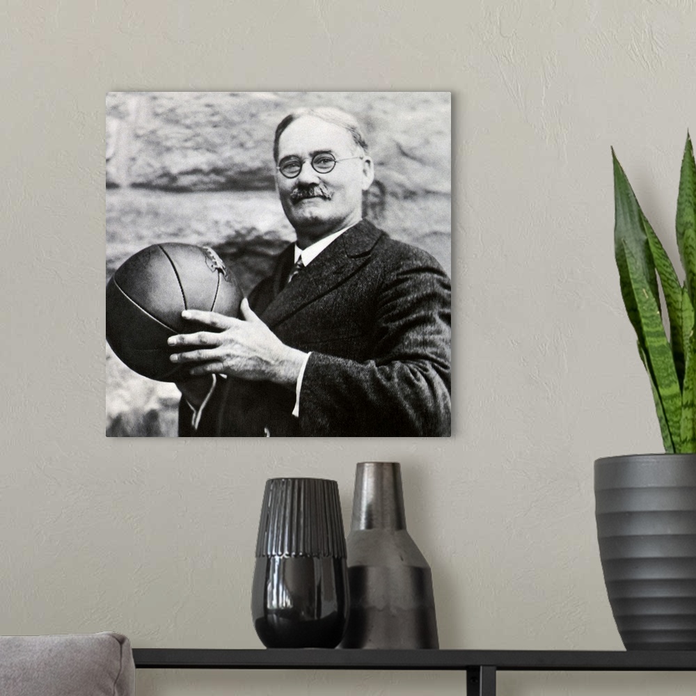 A modern room featuring Dr. James Naismith