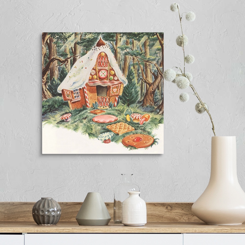 A farmhouse room featuring Gingerbread House
