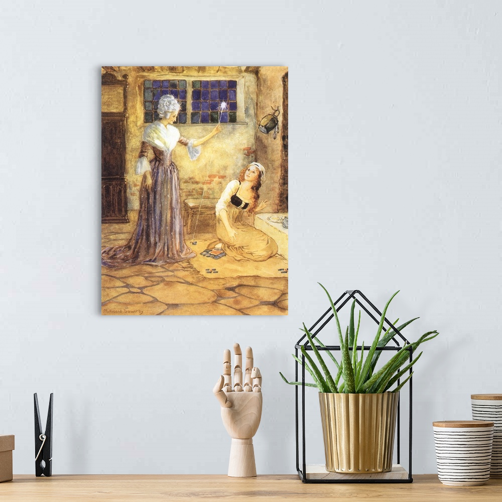 A bohemian room featuring Godmother and Cinderella