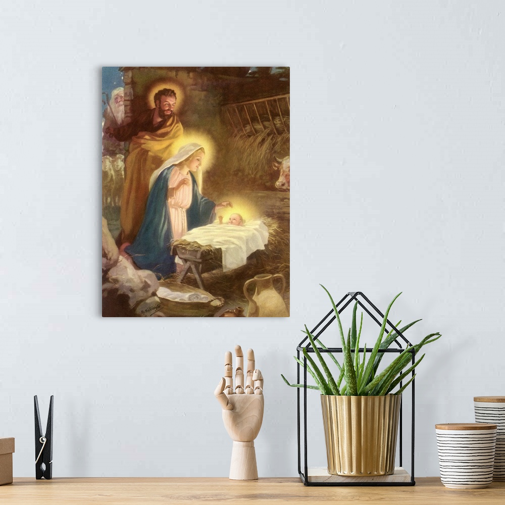 A bohemian room featuring Joseph, Mary, Christ