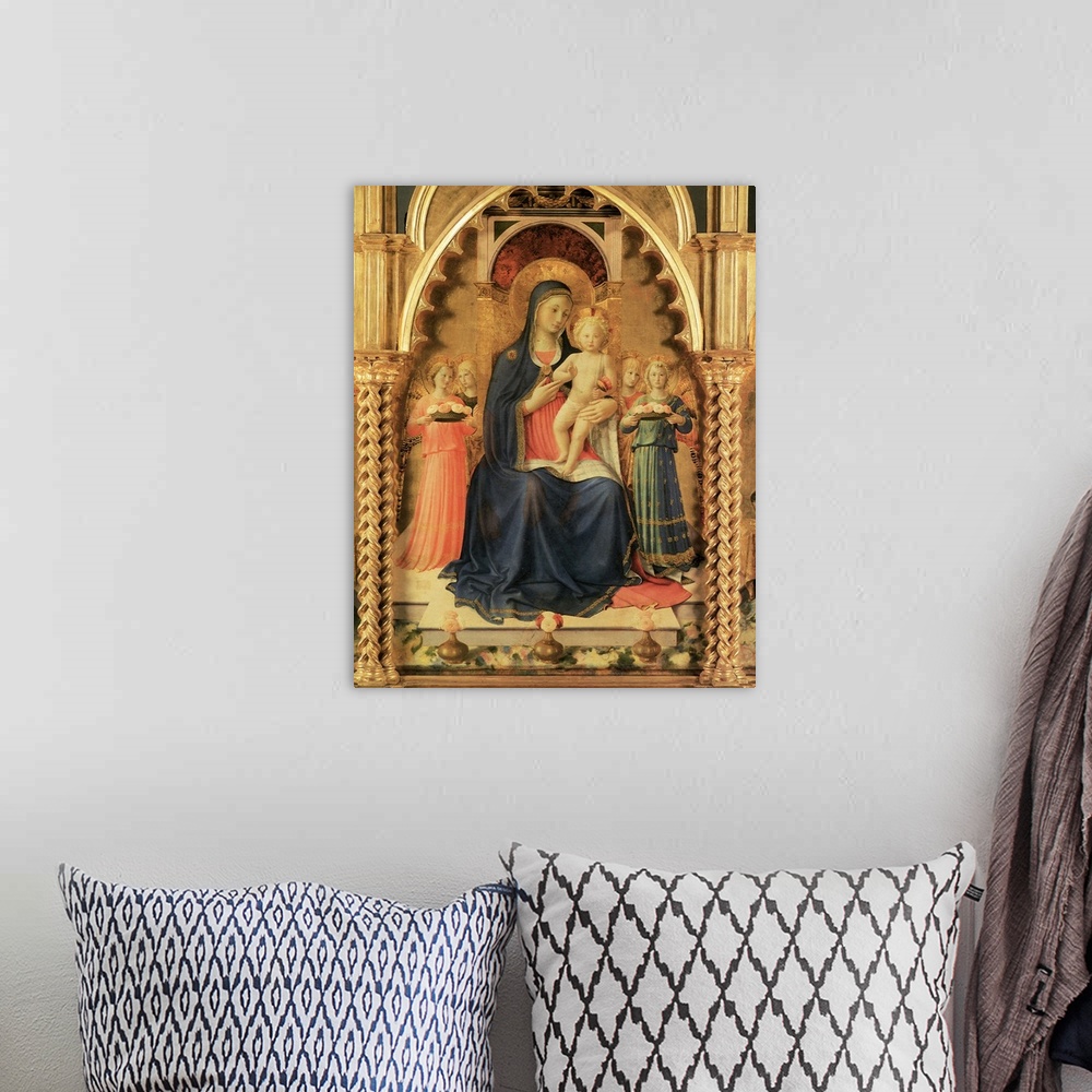 A bohemian room featuring Lady Madonna With Child, Wooden Frame