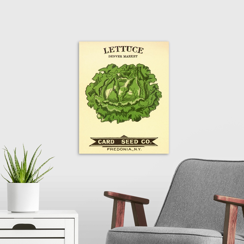 A modern room featuring Lettuce Seed Packet