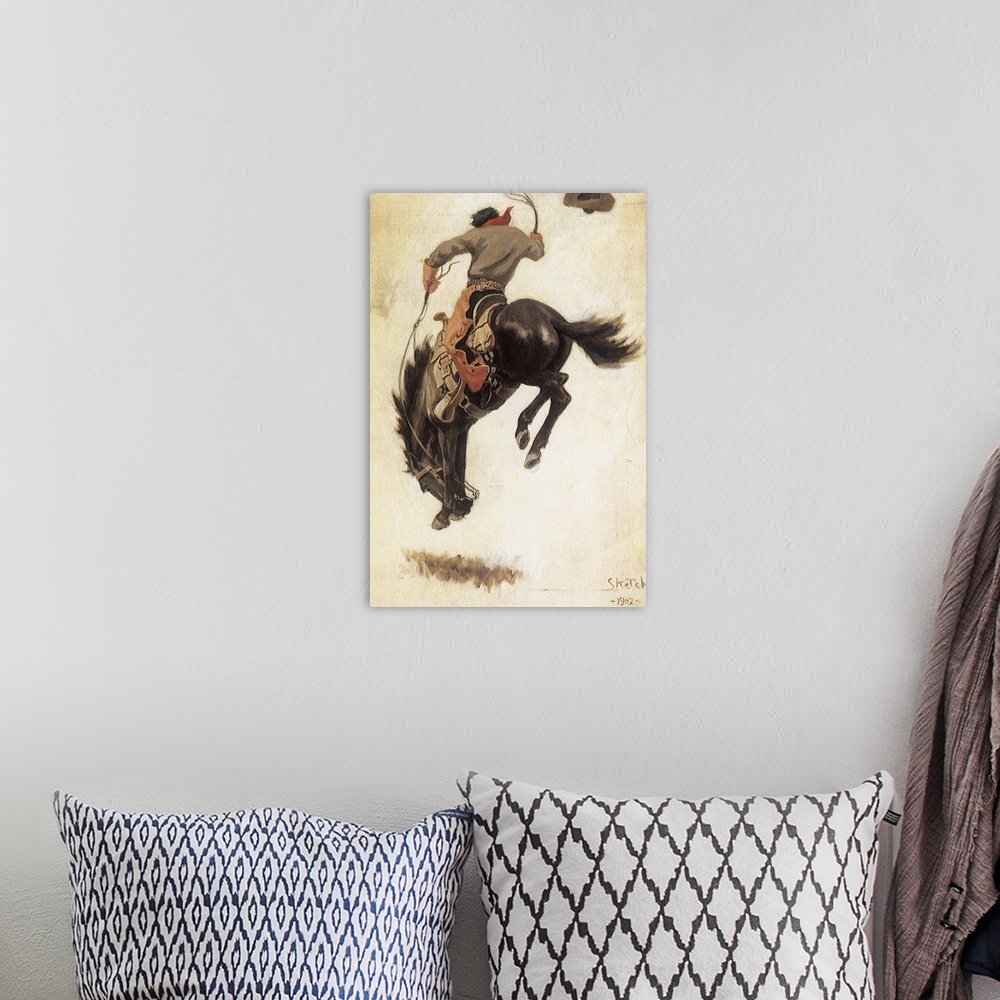 A bohemian room featuring Man on a Bucking Bronco
