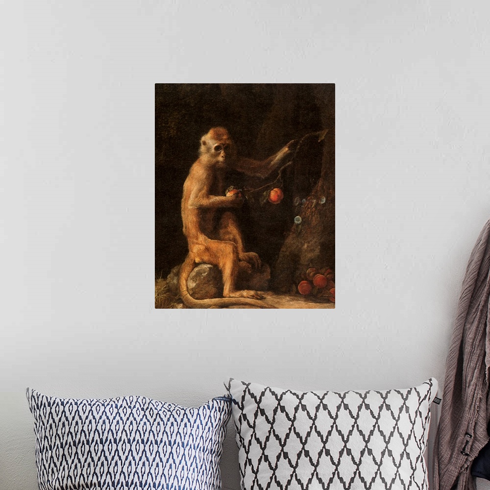 A bohemian room featuring Portrait of a Monkey