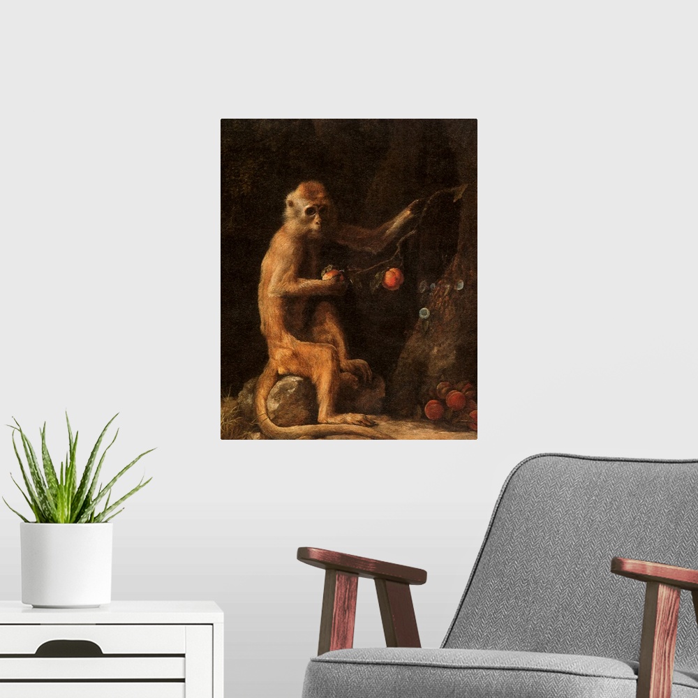 A modern room featuring Portrait of a Monkey