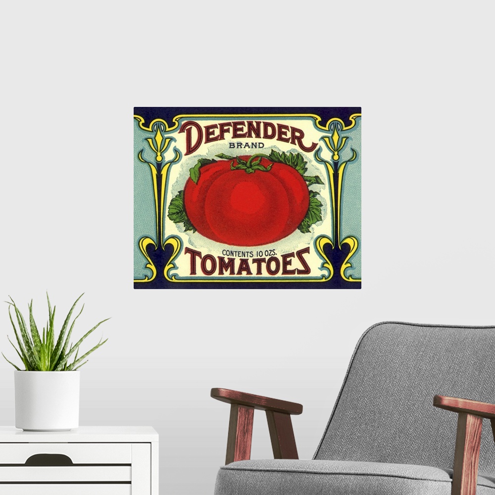 A modern room featuring Ripe Tomato Label