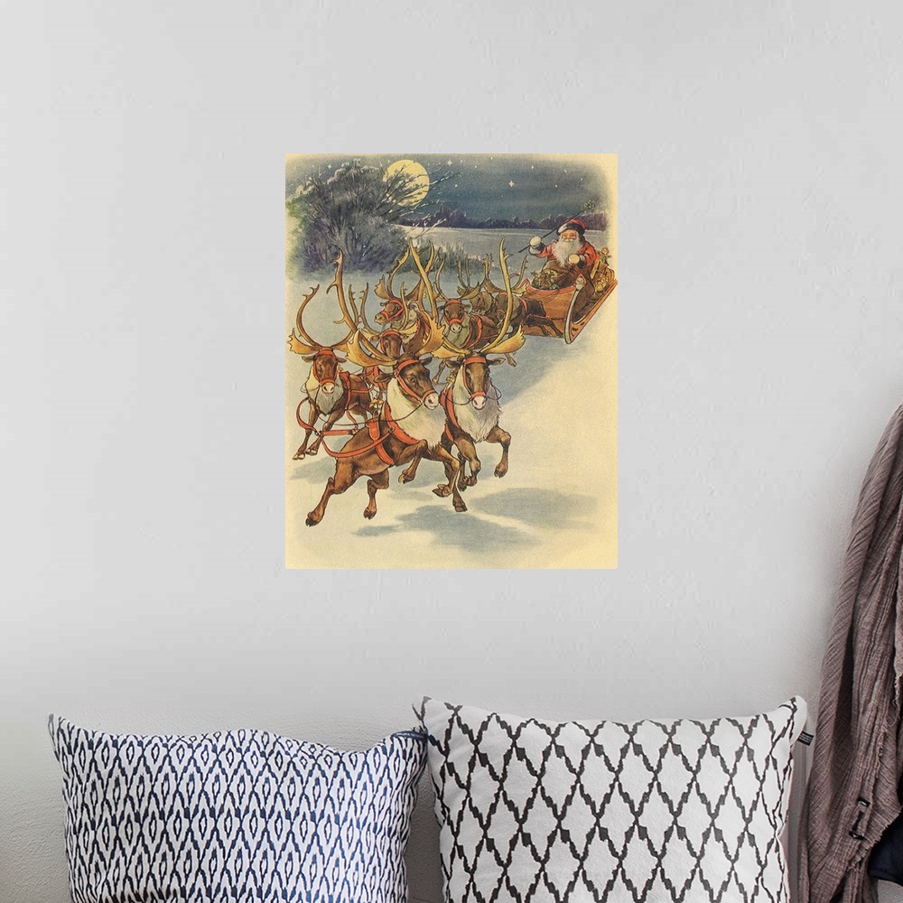 A bohemian room featuring Santa, Reindeer, Moon