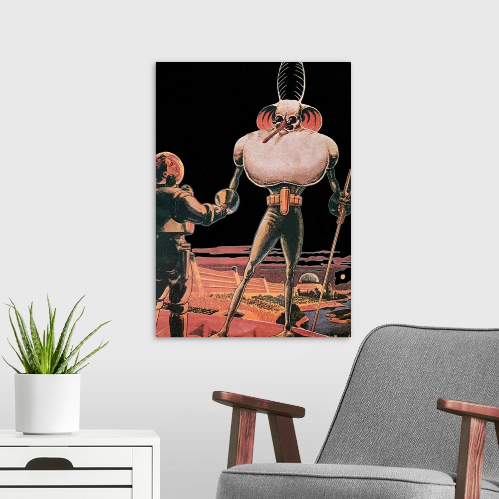 A modern room featuring The Man from Mars