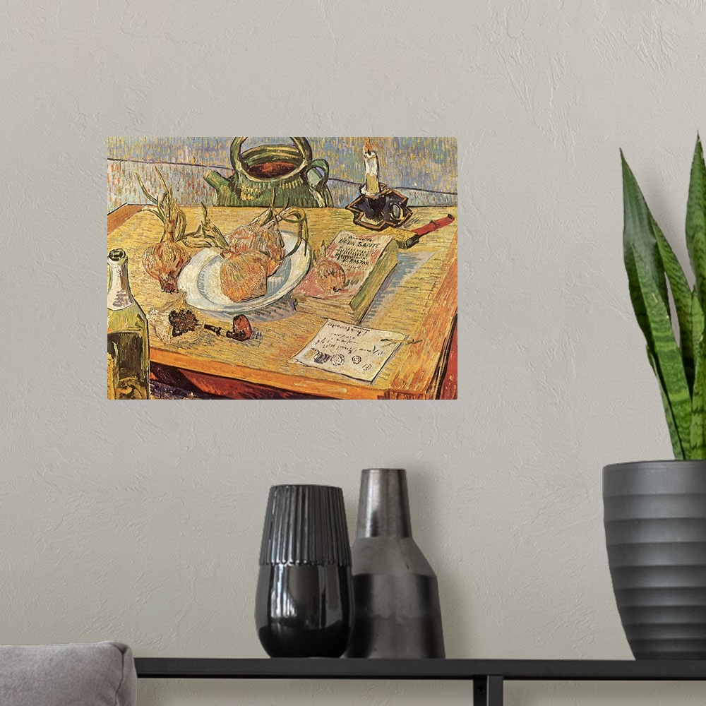 A modern room featuring Still Life with Onions and Drawing Table