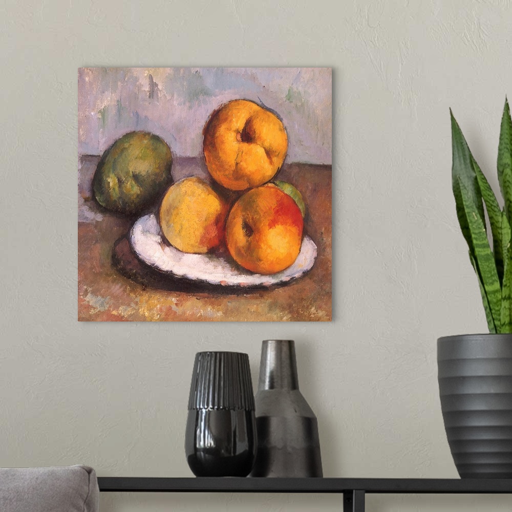 A modern room featuring Still Life With Quince, Apples,