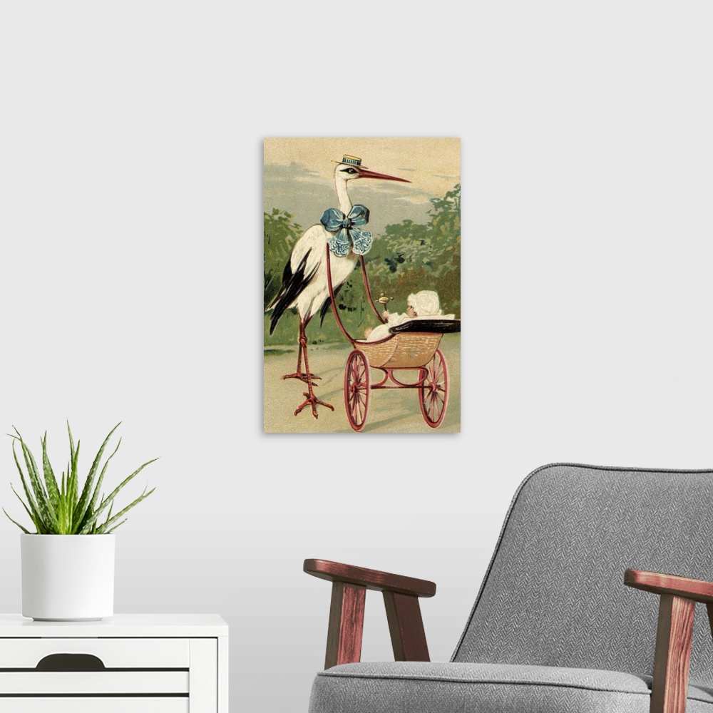 A modern room featuring Stork Baby in Stroller