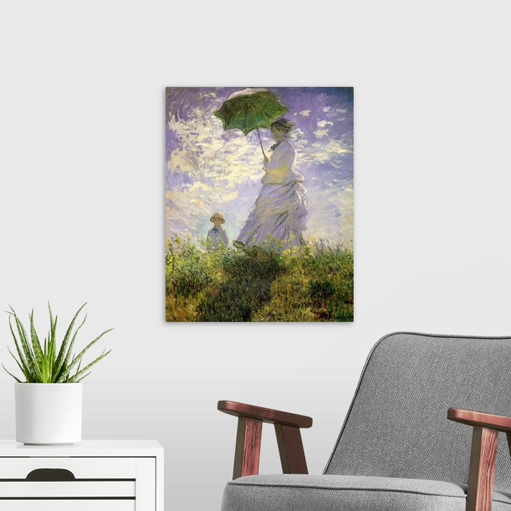 A modern room featuring Woman with a Parasol-Madame Monet and...
