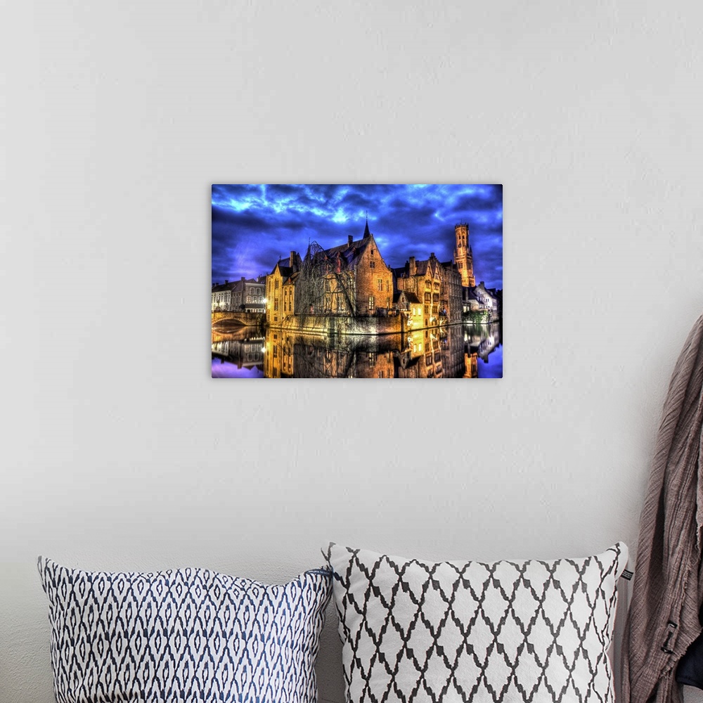 A bohemian room featuring A fantastic view point of the Belfry tower in Bruges and the canal.