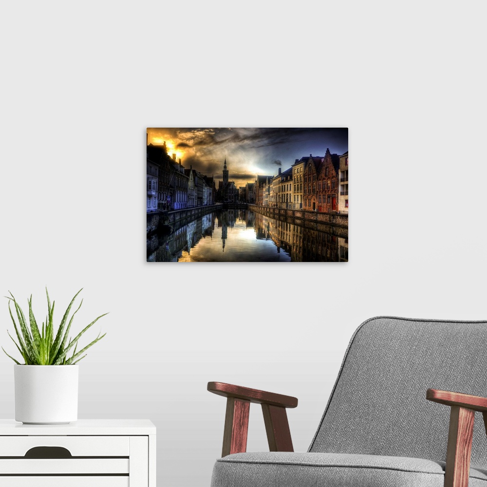 A modern room featuring Bruges Sunset Reflections
