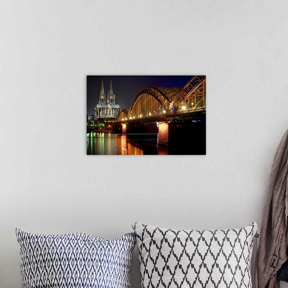 A bohemian room featuring Cologne at Night, Hohenzollern Bridge and Cologne Cathedral.