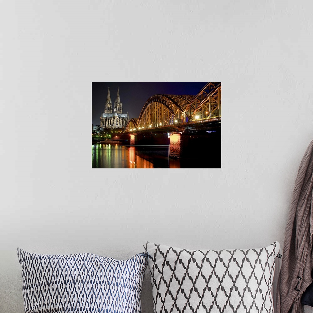 A bohemian room featuring Cologne at Night, Hohenzollern Bridge and Cologne Cathedral.