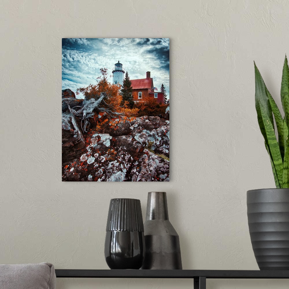 A modern room featuring A shot of Eagle Harbor Lighthouse at Eagle Harbor, Michigan.