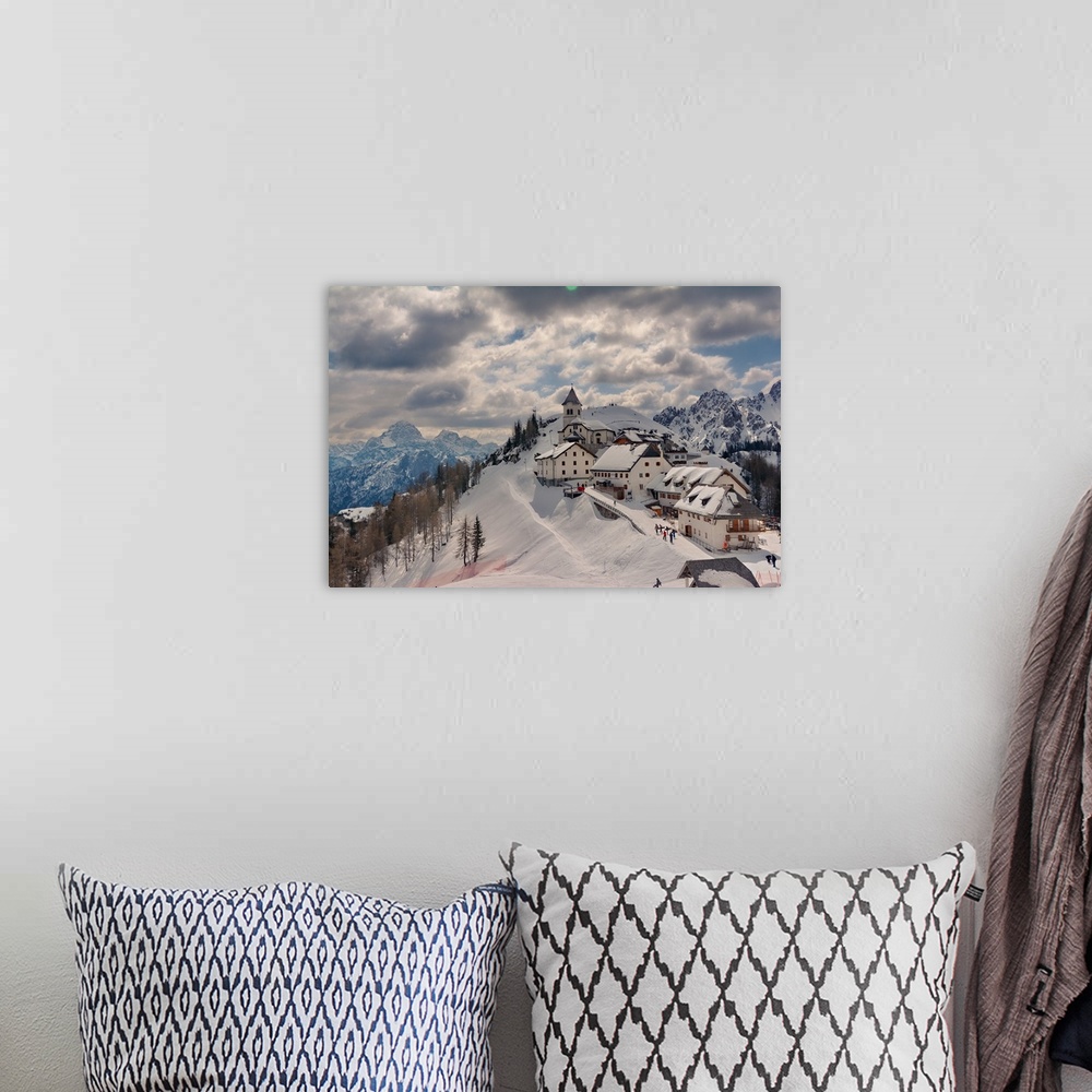 A bohemian room featuring Monte Lussari, Italy, Julian Alps.