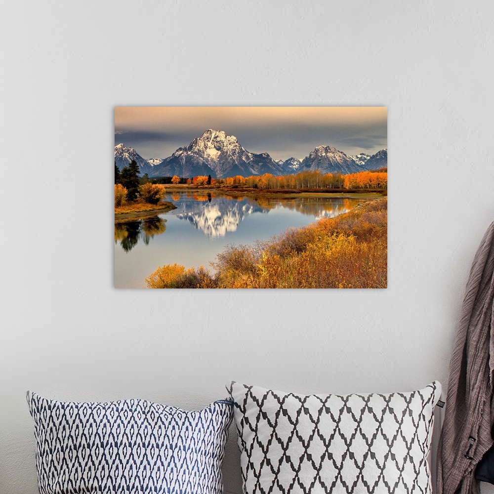 A bohemian room featuring Grand Tetons National Park in the Fall, Wyoming.
