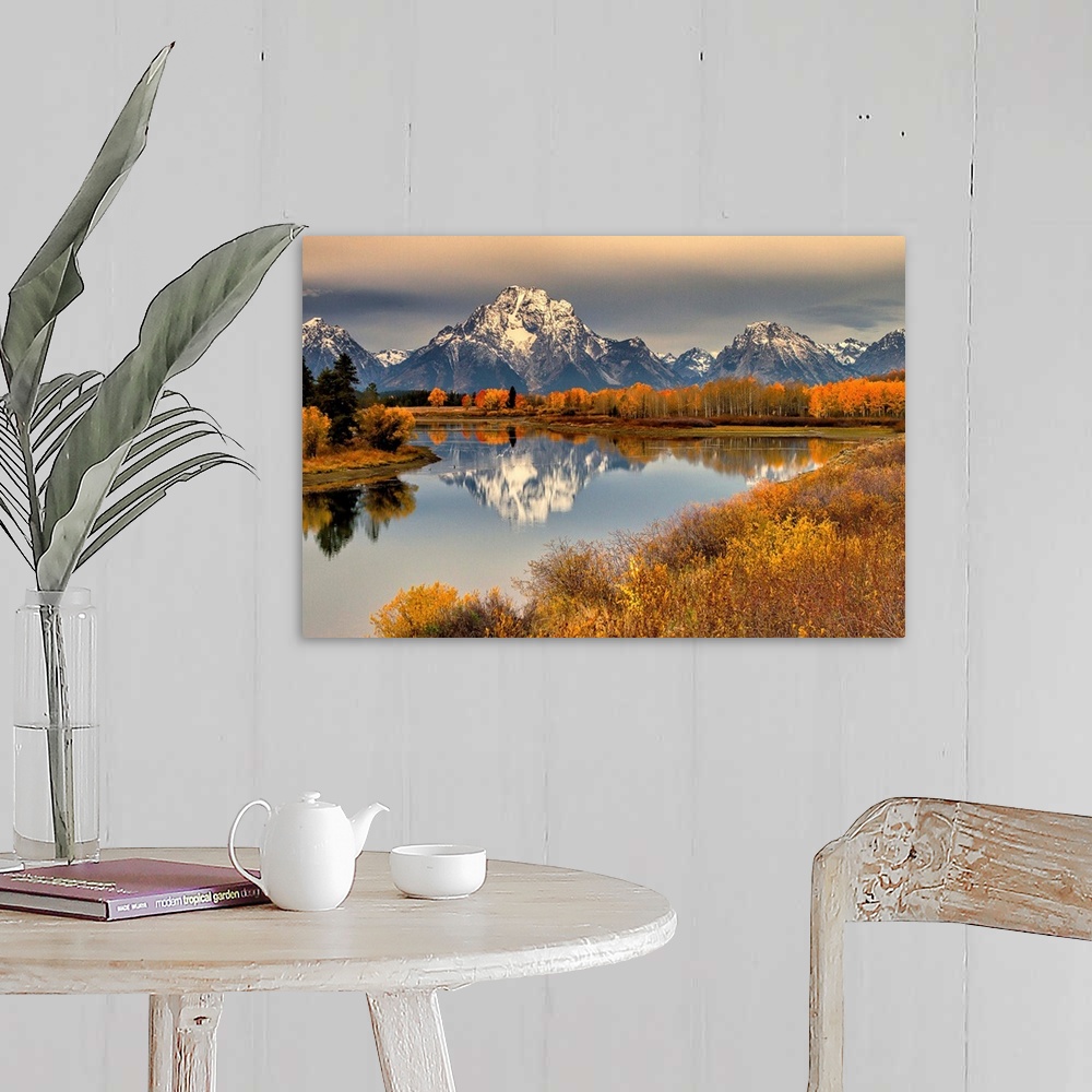 A farmhouse room featuring Grand Tetons National Park in the Fall, Wyoming.