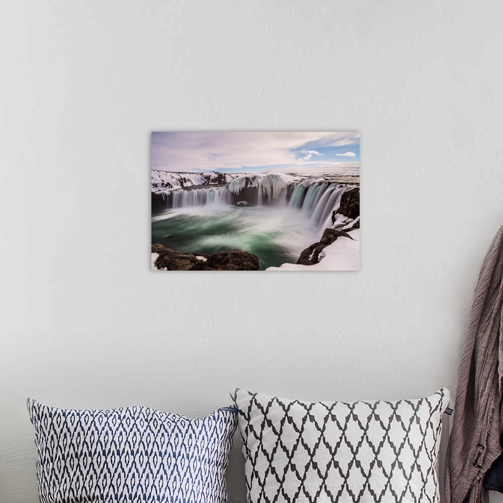 A bohemian room featuring The Godafoss (Icelandic: waterfall of the gods or waterfall of the godi) is one of the most spect...