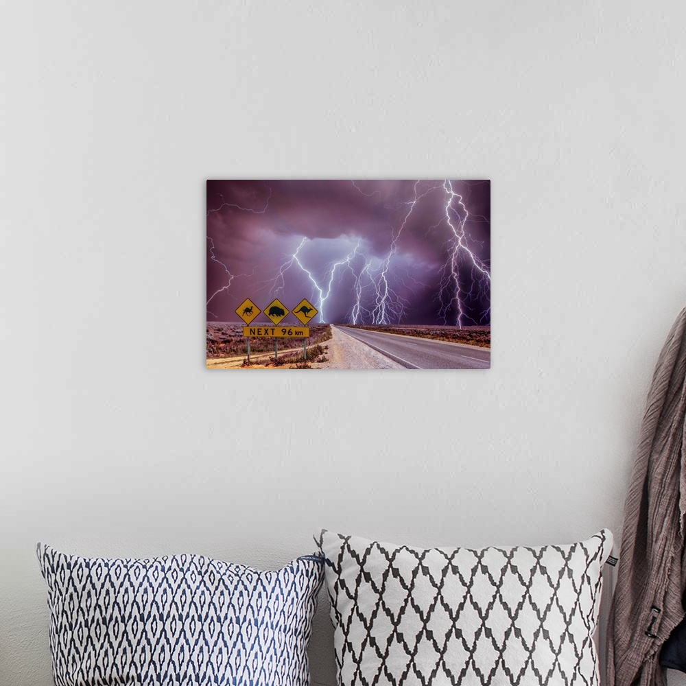 A bohemian room featuring Storms coming in on the arbor, Eyre Highway, South Australia.