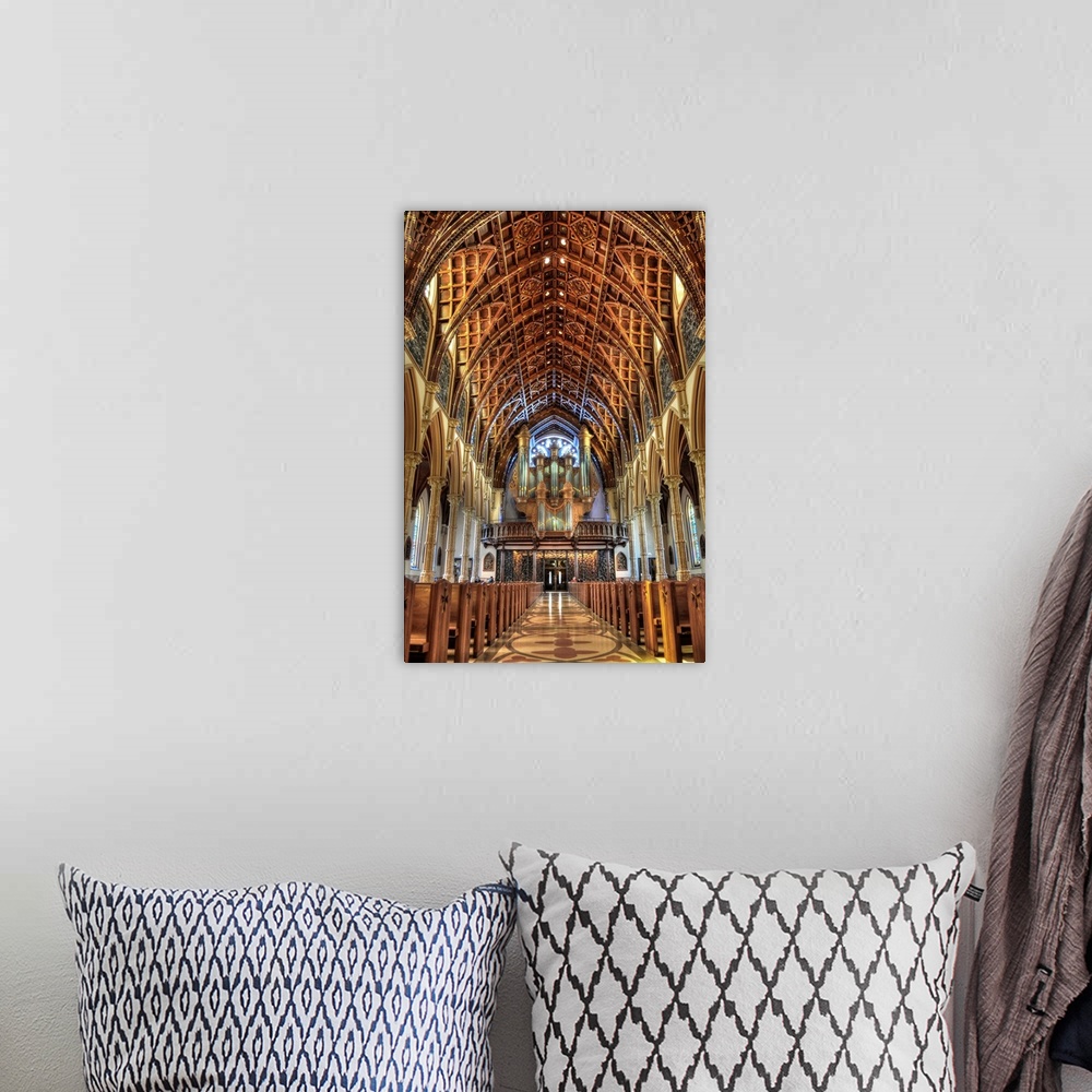 A bohemian room featuring Photograph of the interior of a cathedral.
