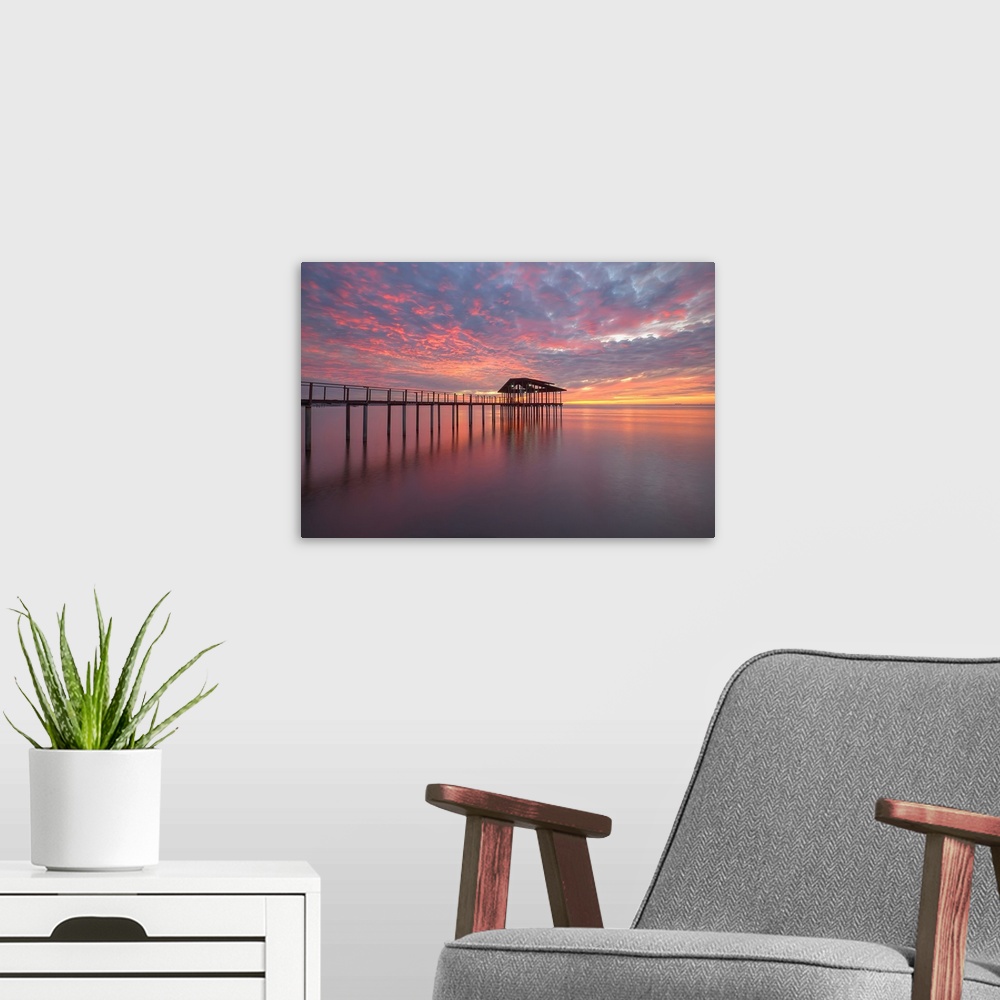 A modern room featuring Jetty Sunset