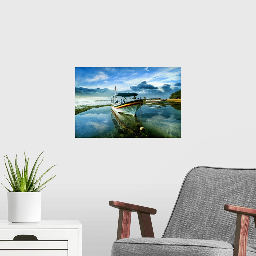 A modern room featuring Love Boats