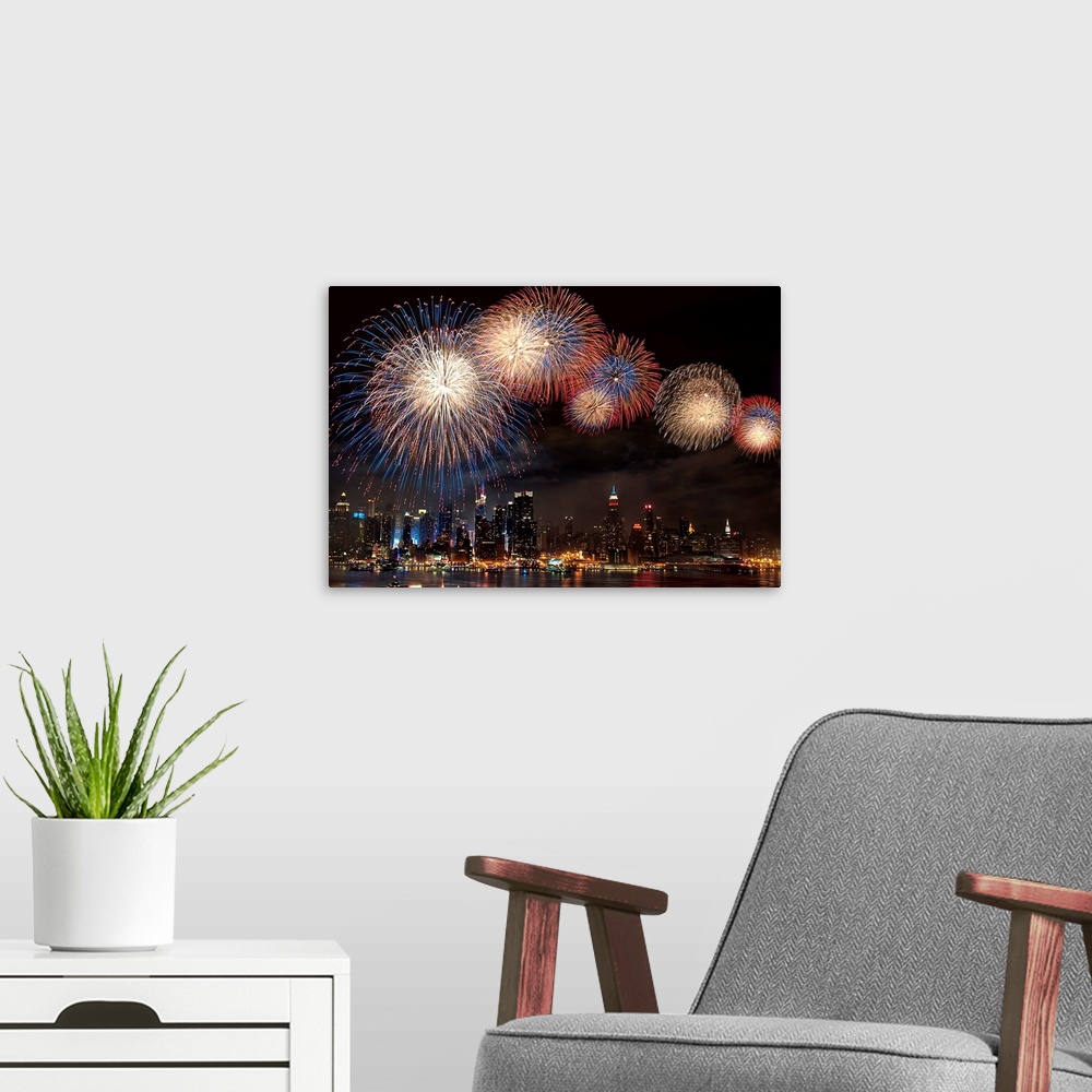 A modern room featuring Macy's July 4th Fireworks At Hudson River