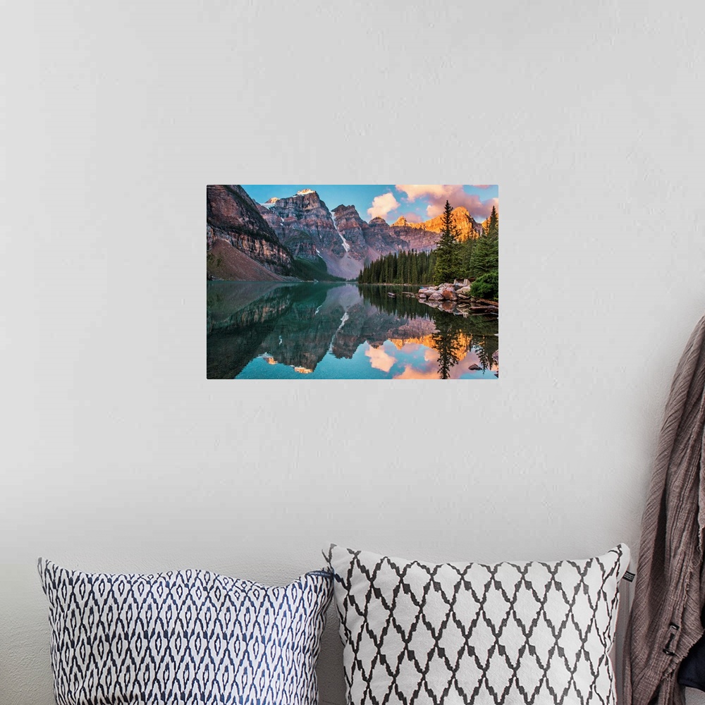 A bohemian room featuring Clear mountain lake in the Canadian Rocky Mountains, Banff National Park, Canada.
