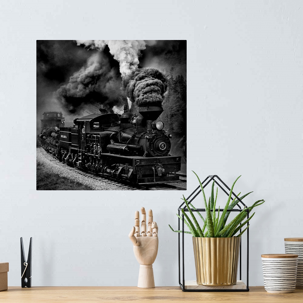 A bohemian room featuring Steam Train in Black and White