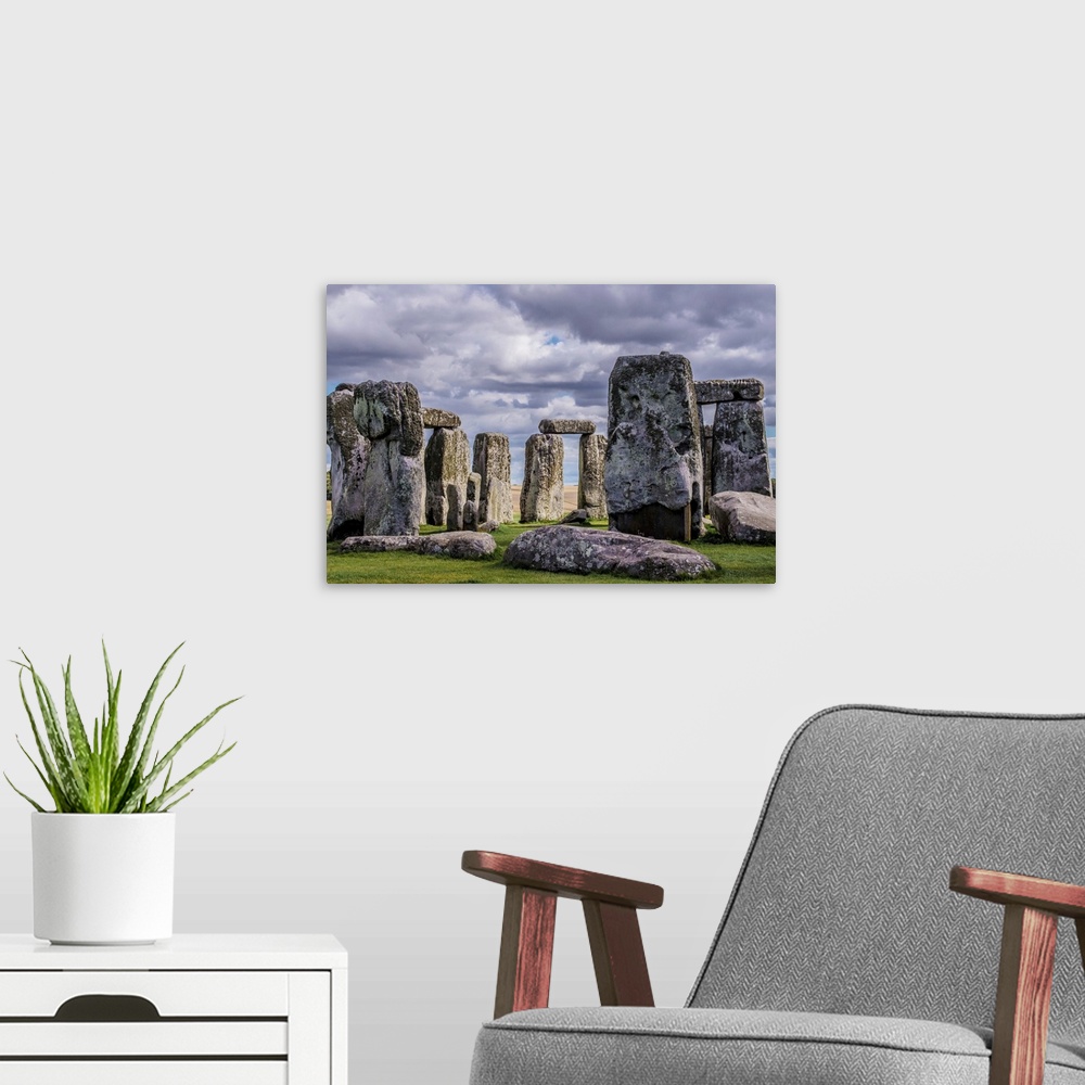 A modern room featuring Stonehenge
