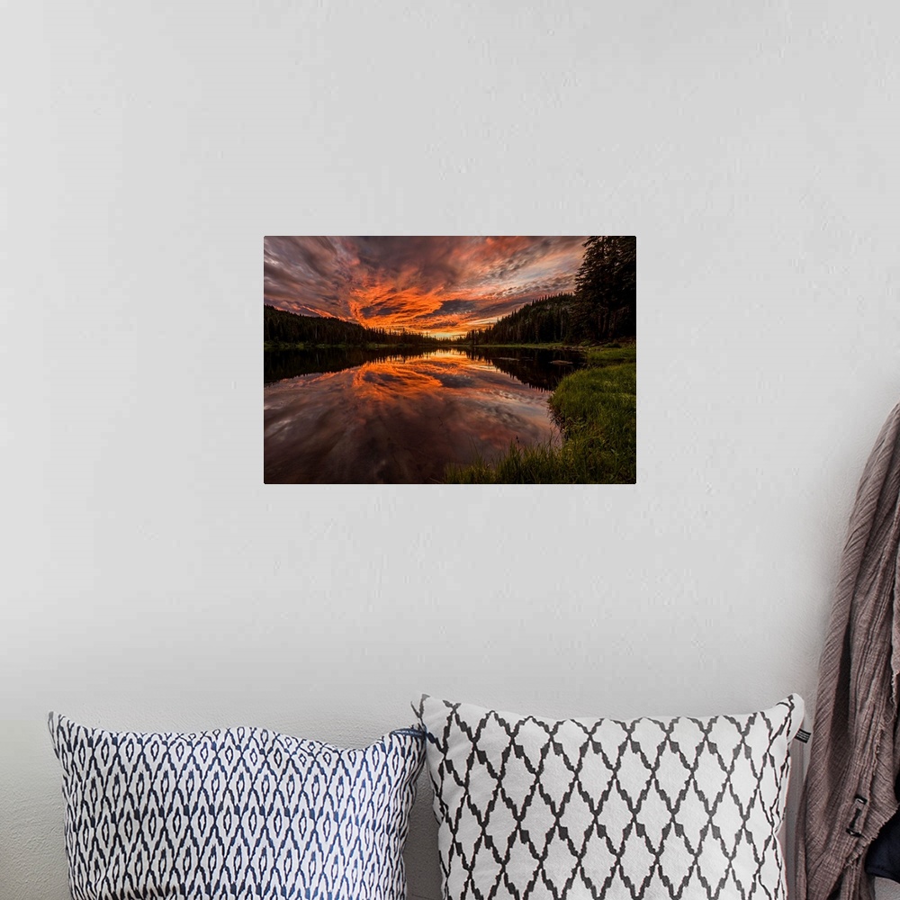 A bohemian room featuring Sunrise at Reflection Lake, Mount Rainier National Park, Washington.
