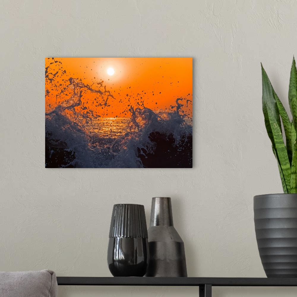 A modern room featuring Sunset and Splashing Wave