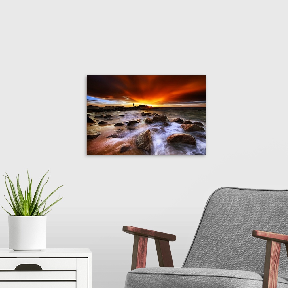 A modern room featuring Sunset Before the Storm