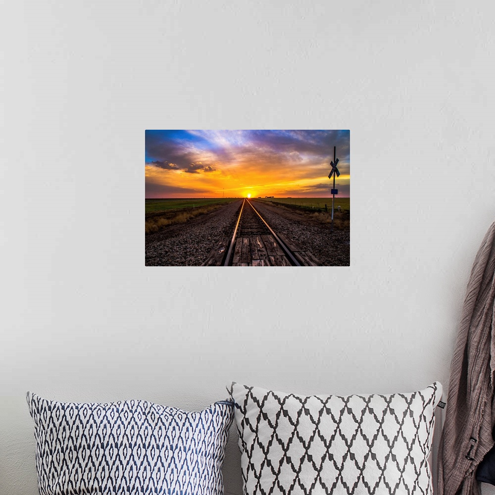 A bohemian room featuring Sunset on Tracks