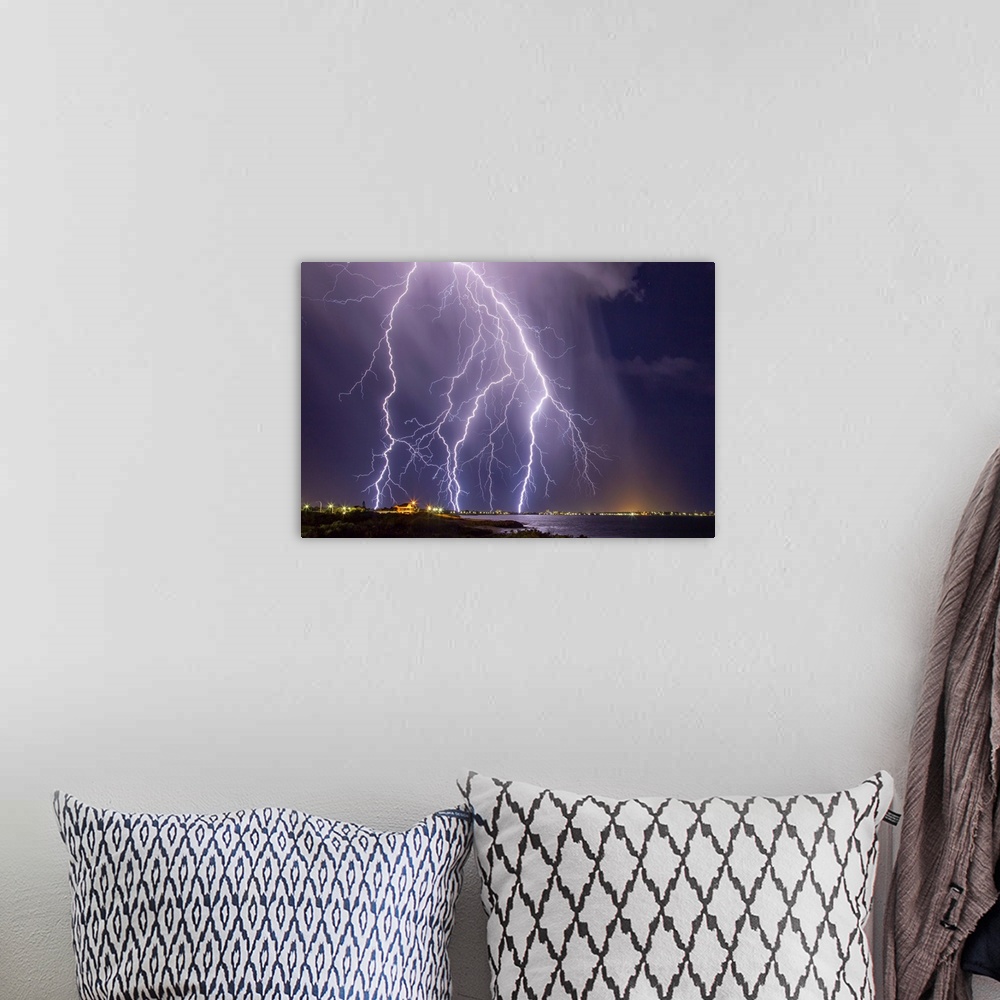 A bohemian room featuring High Based storm passing over Mandurah, Western Australia.
