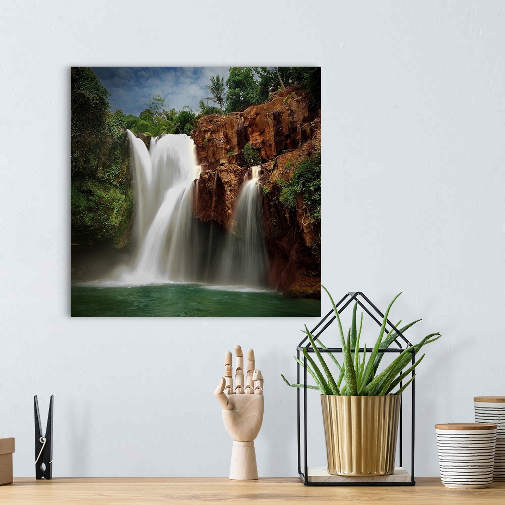 A bohemian room featuring Tegenungan Waterfalls
