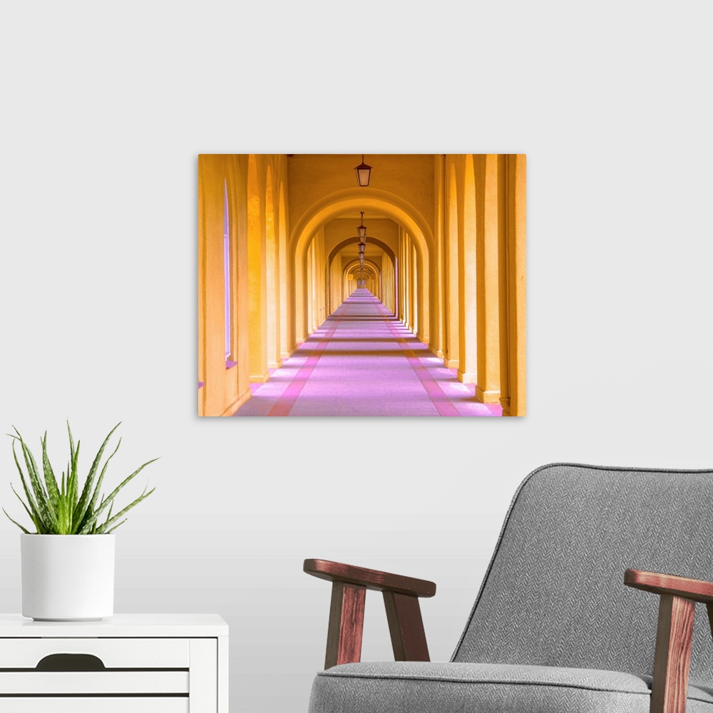 A modern room featuring The Endless Corridor