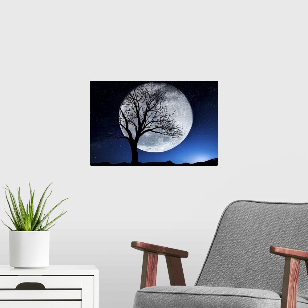 A modern room featuring The Moon