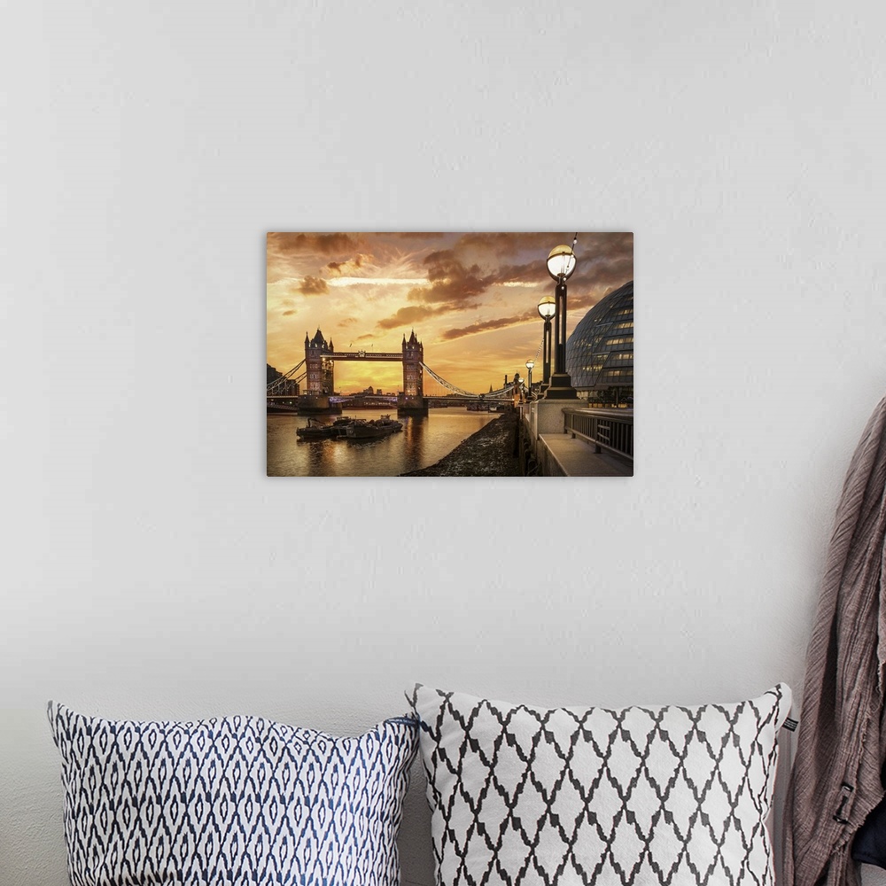 A bohemian room featuring Tower Bridge, Dawn